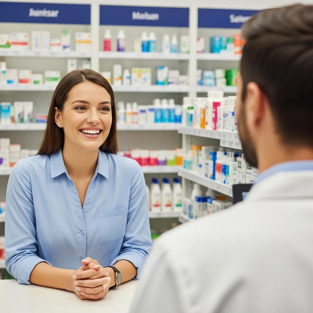 Pharmacist consulting with patient